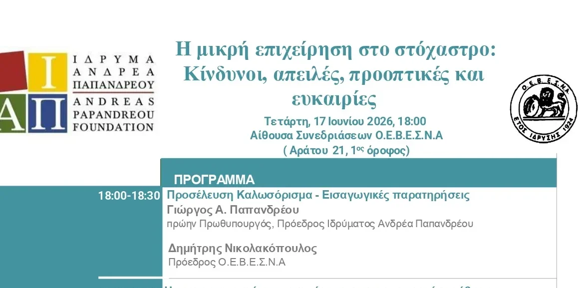 «Η μικρή επιχείρηση στο στόχαστρο: Κίνδυνοι, απειλές, προοπτικές και ευκαιρίες»